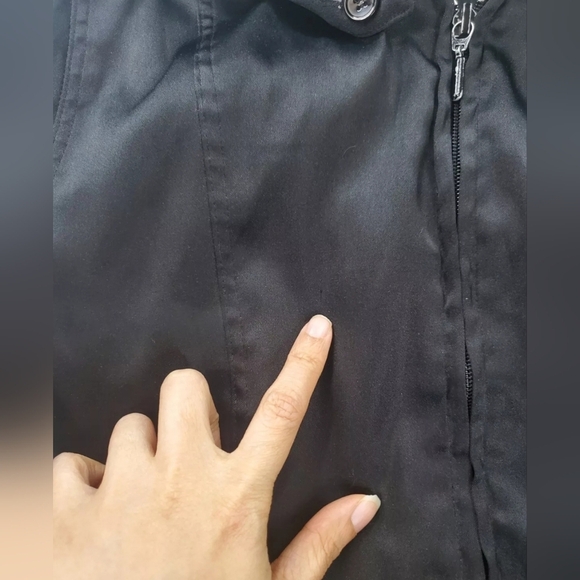 Vntg Women's Jacket Removable Hood Belt Black Silky CS Signature Ukraine Made S - Picture 8 of 11